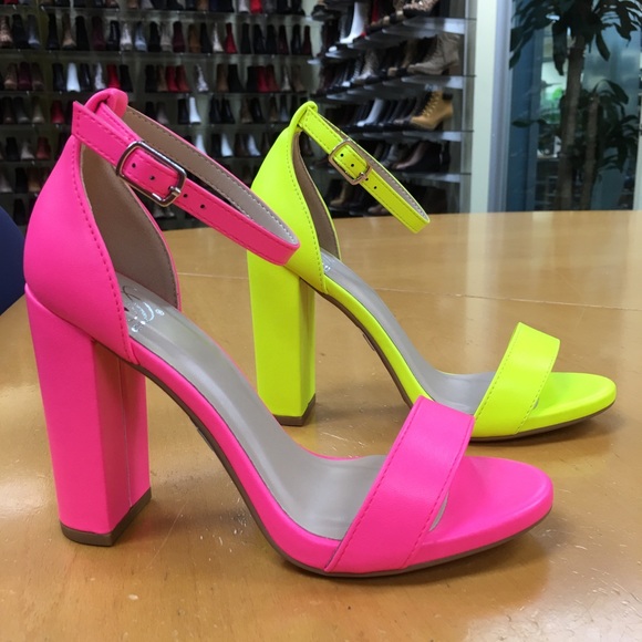 2 Left! Delicious Shiner Neon Ankle Strappy Heels - Picture 8 of 8